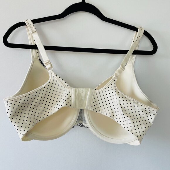 Bali Womens White Polka Dot One Smooth U Side Underwire Support Bra Size 38DD - Picture 2 of 3
